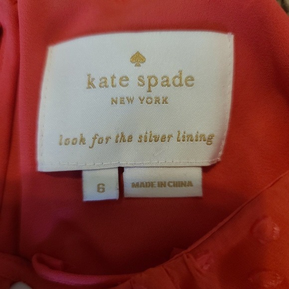 KATE SPADE Coral silk blend Clipped Chiffon A- Line Dress size 6 - Picture 5 of 10